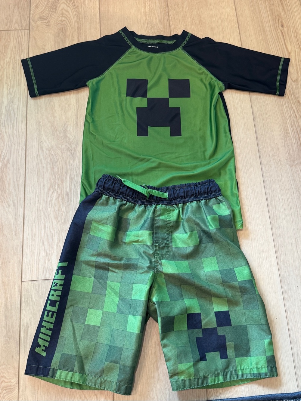 Minecraft Green Creeper Rash Guard Set